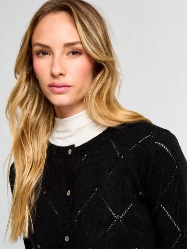 CARDIGAN MUJER CACHAREL LANA CUELLO REDONDO - 3
