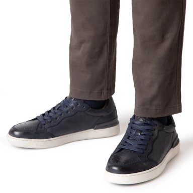 ZAPATILLAS HOMBRE GUANTE CASUALES AZUL BROOME CUERO  - 2