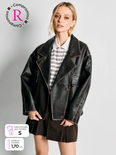 CHAQUETA MUJER INDEX CORTA EFECTO PIEL - 2