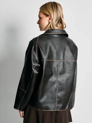 CHAQUETA MUJER INDEX CORTA EFECTO PIEL - 3