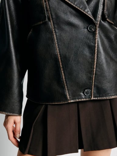 CHAQUETA MUJER INDEX CORTA EFECTO PIEL - 4