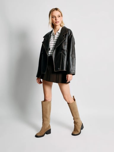 CHAQUETA MUJER INDEX CORTA EFECTO PIEL - 5