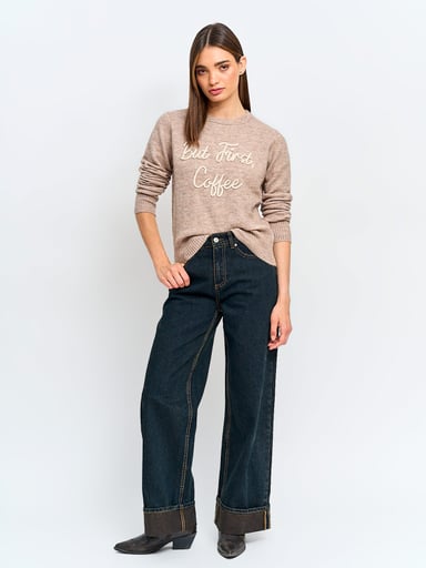 SWEATER MUJER INDEX MANGA LARGA BORDADO - 4