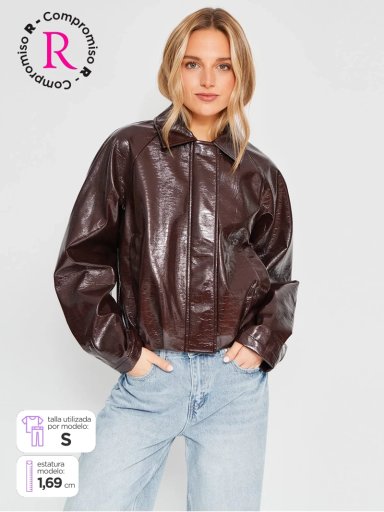 CHAQUETA MUJER INDEX CORTA EFECTO PIEL - 1