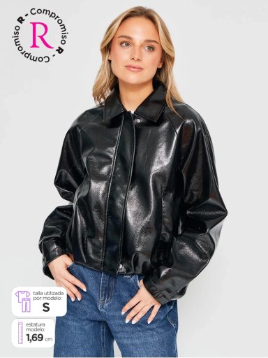 CHAQUETA MUJER INDEX CORTA EFECTO PIEL - 1