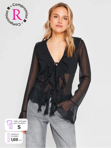 BLUSA MUJER INDEX MANGA LARGA VUELOS - 1