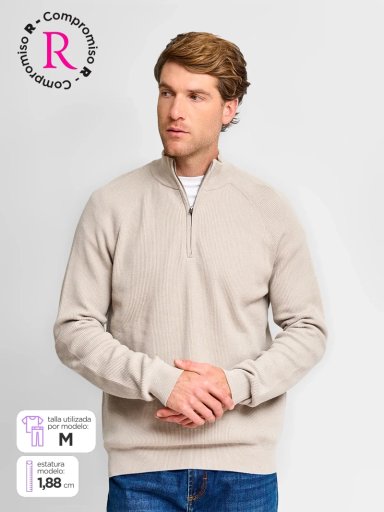 SWEATER HOMBRE MARQUIS ALGODÓN HALF ZIPPER TEXTURA - 1