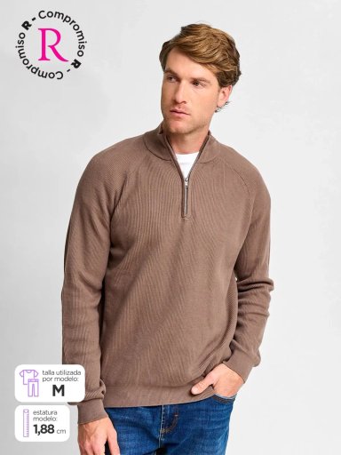 SWEATER HOMBRE MARQUIS ALGODÓN HALF ZIPPER TEXTURA - 1