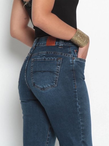 JEANS MUJER WADOS ALGODÓN RECTO TIRO ALTO PUSH UP - 5