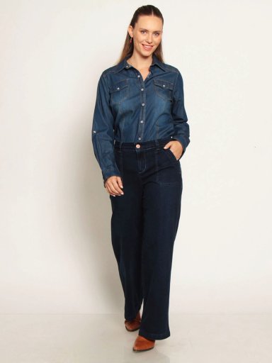 JEANS MUJER WADOS ALGODÓN RECTO CARGO TIRO ALTO - 1