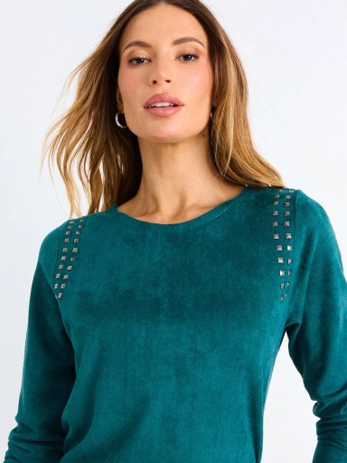 POLERA MUJER ASH CUELLO REDONDO MANGA LARGA TACHAS - 5