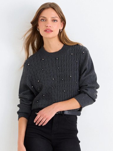 SWEATER MUJER ASH MANGA LARGA TACHAS REDONDAS - 3