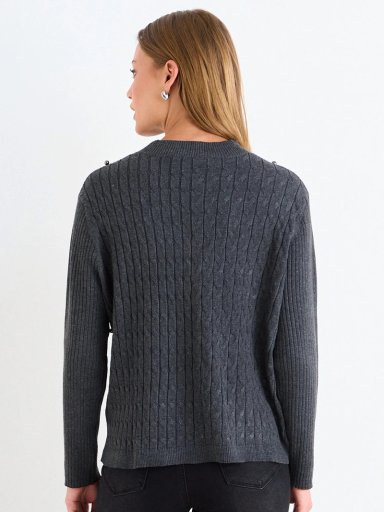 SWEATER MUJER ASH MANGA LARGA TACHAS REDONDAS - 4