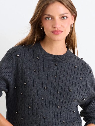 SWEATER MUJER ASH MANGA LARGA TACHAS REDONDAS - 5