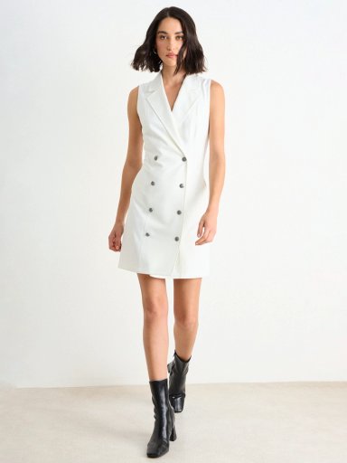 VESTIDO MUJER ASH CORTO LISO TIPO BLAZER - 1