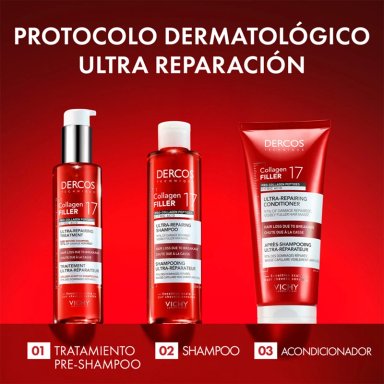 TRATAMIENTO PRE-SHAMPOO VICHY DERCOS COLLAGEN 17 FILLER ULTRA REPARADOR 150ML - 10