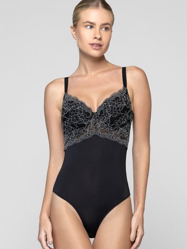 BODY MUJER INTIME COPA B MALLA ENCAJE NEGRO - 1