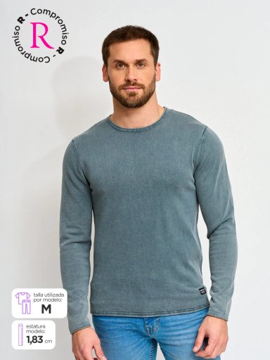 SWEATER HOMBRE BARBADOS ALGODÓN CREW NECK LAVADO - 1