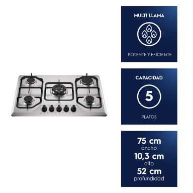 ENCIMERA A GAS ELECTROLUX 5 PLATOS KE5XC - 2