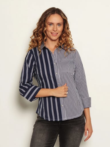 BLUSA MUJER WADOS ALGODÓN MANGA 3/4 BOLSILLO ABOTONADA - 2