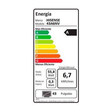 SMART TV HISENSE LED 4K UHD 43” 43A6NV - 7