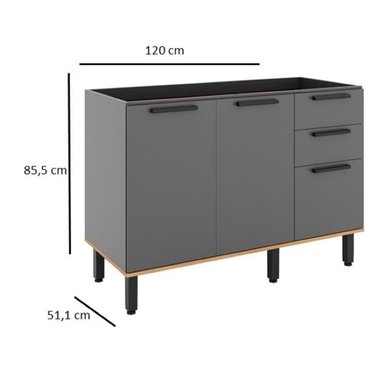 MUEBLE LAVAPLATO ROCCA CASTAÑA 3 PUERTAS 2 CAJONES - 2