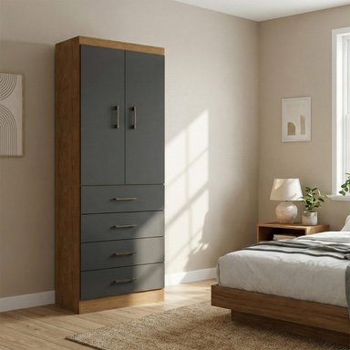 CLOSET EXIT 2 PUERTAS 4 CAJONES CAFÉ/NEGRO - 1