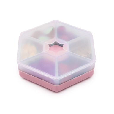 CONTENEDOR HEXAGONAL SNACKS - ROSADO - 1
