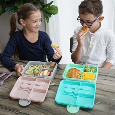CONTENEDOR BENTO BOX CON CUBIERTO-ROSA - 5