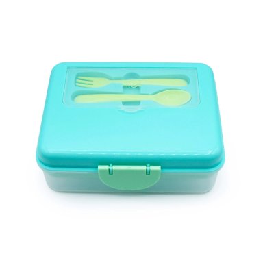 CONTENEDOR BENTO BOX CON CUBIERTO-AZUL - 1