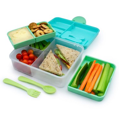 CONTENEDOR BENTO BOX CON CUBIERTO-AZUL - 2