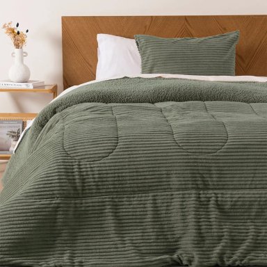 PLUMÓN MASHINI CORDUROY SHERPA 1.5 PLAZAS VERDE - 1