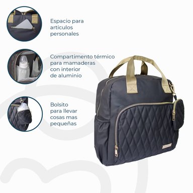 BOLSO PAÑALERA BEBESIT NEGRO NEGRO/DORADO - 4