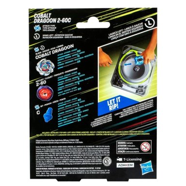TROMPO BEYBLADE X SET PREMIUM DE LANZADOR CON CUERDA Y TOP COBALT DRAGOON 2-60C - 4