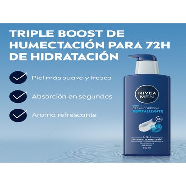 CREMA CORPORAL NIVEA MEN REVITALIZANTE 3EN1 PIEL NORMAL 500ML - 2