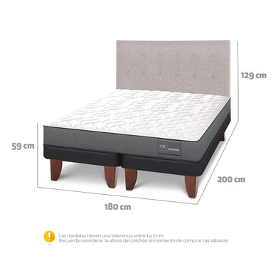 JUEGO DE DORMITORIO CIC CAMA EUROPEA ANATOMIC KING + RESPALDO TIGRIS - 3