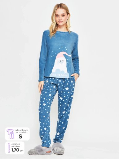 PIJAMA KAYSER POLAR LARGO AZUL - 1