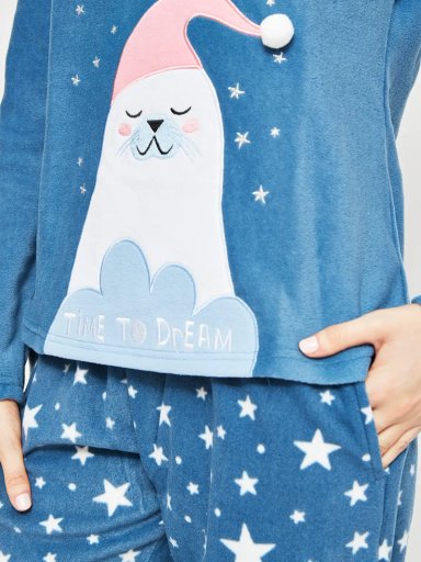 PIJAMA KAYSER POLAR LARGO AZUL - 3