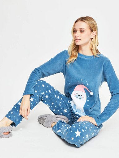 PIJAMA KAYSER POLAR LARGO AZUL - 4