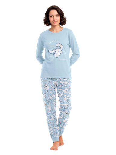 PIJAMA TOP HELLO KITTY MANGA LARGO CELESTE - 1