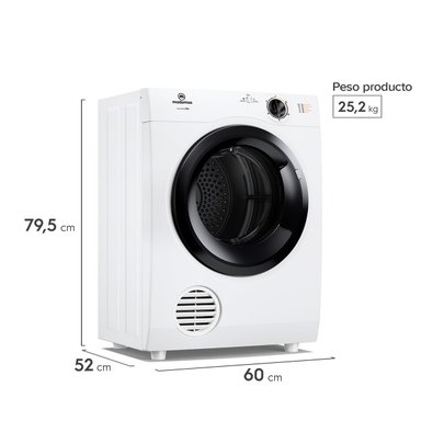 SECADORA DE ROPA POR VENTILACIÓN MADEMSA 7DBZG PRO 7KG BLANCO - 3