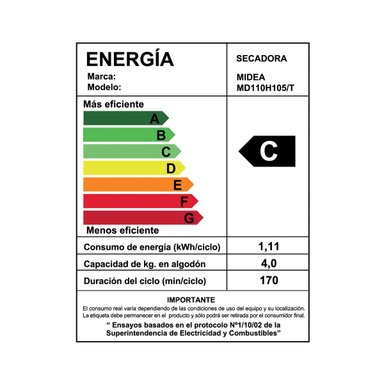 SECADORA DE ROPA BOMBA DE CALOR MIDEA MD110H105/T 10.5KG GRAFITO - 5
