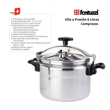 PACK FANTUZZI OLLA A PRESIÓN 6 LITROS COMPREZZO + BATERÍA DE COCINA 6 PIEZAS PAVIA - 2