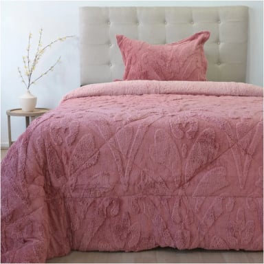 CUBRECAMA DORAL JACQUARD SHERP 1.5P ROSA - 1