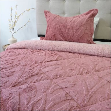 CUBRECAMA DORAL JACQUARD SHERP 1.5P ROSA - 2