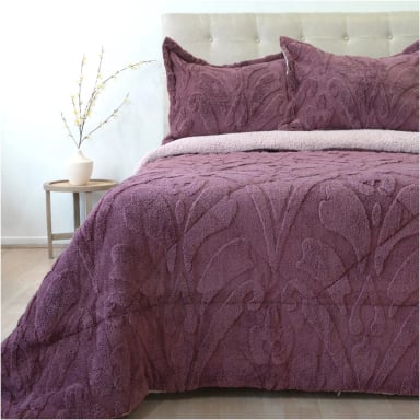 CUBRECAMA DORAL JACQUARD SHERP 3 P MORADO - 1