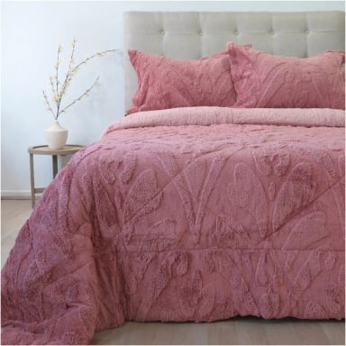 CUBRECAMA DORAL JACQUARD SHERP 3 P ROSA - 1