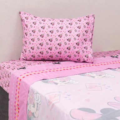 JUEGO DE SÁBANAS DISNEY MINNIE FLORES 1.5 PLAZAS - 1