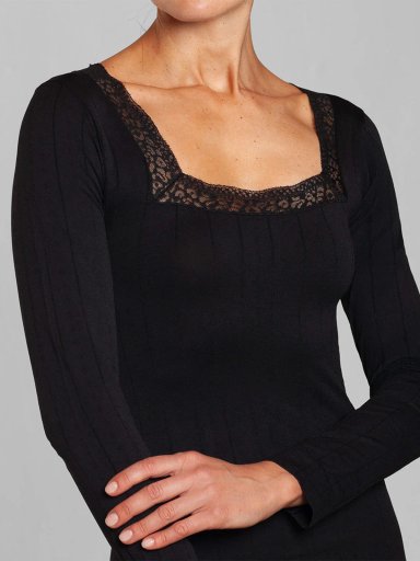 POLERA MUJER MONARCH ENCAJE MANGA LARGA - 1
