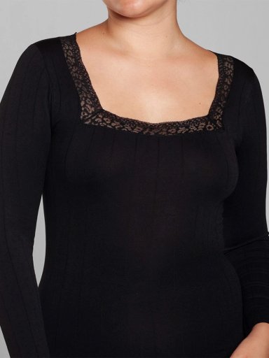 POLERA MUJER MONARCH ENCAJE MANGA LARGA - 3